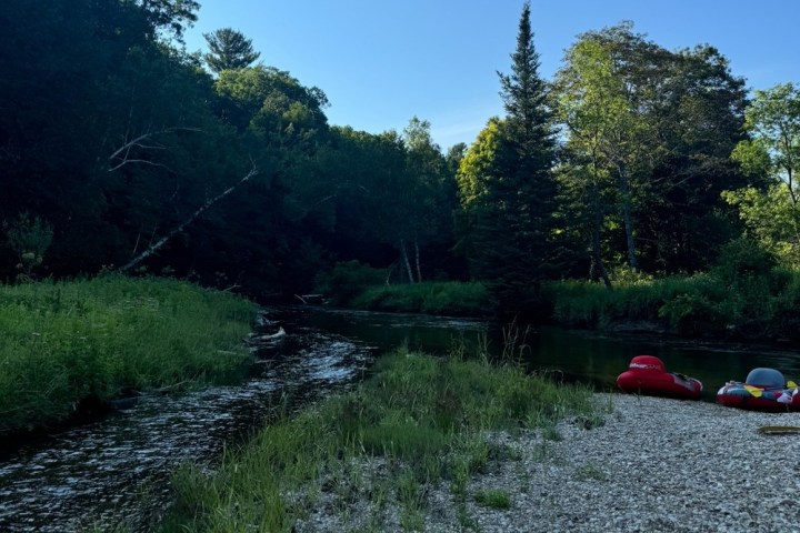 a group of people on a dirt road